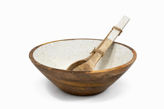 Natural Wood Salad Bowl with Serving Spoon