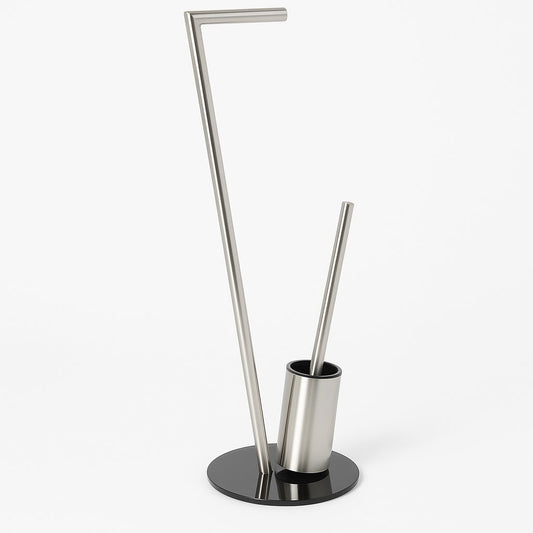 2-in-1 Toilet Paper Holder with Brush – Stainless Steel Design