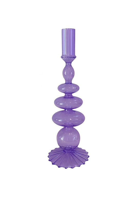 Violet Bubble Glass Candle Holder