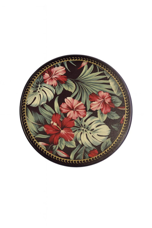 Tropical Floral Round Serving Tray – Vibrant Decorative Accent