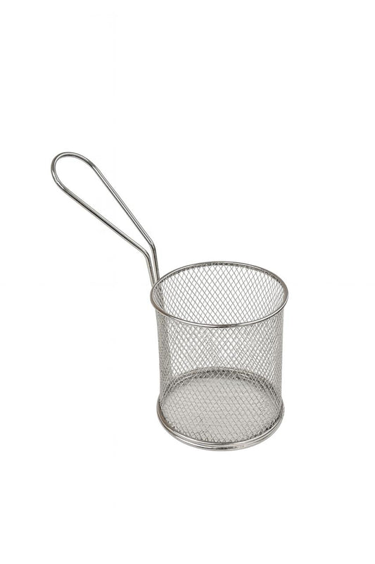 Round Stainless Steel Fry Basket – Mini Serving Basket