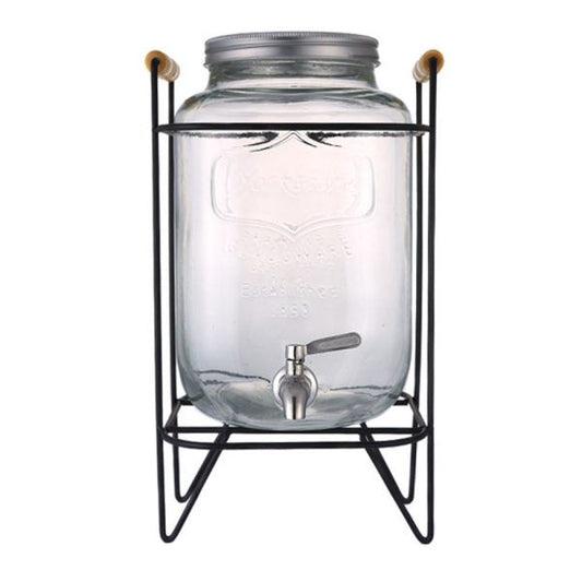 Vintage Mason Jar Beverage Dispenser – With Metal Stand