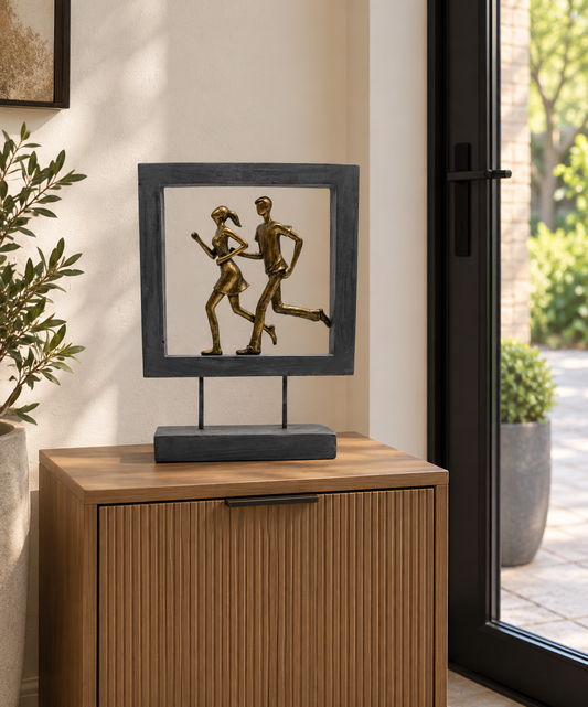 Running Couple Decorative Sculpture