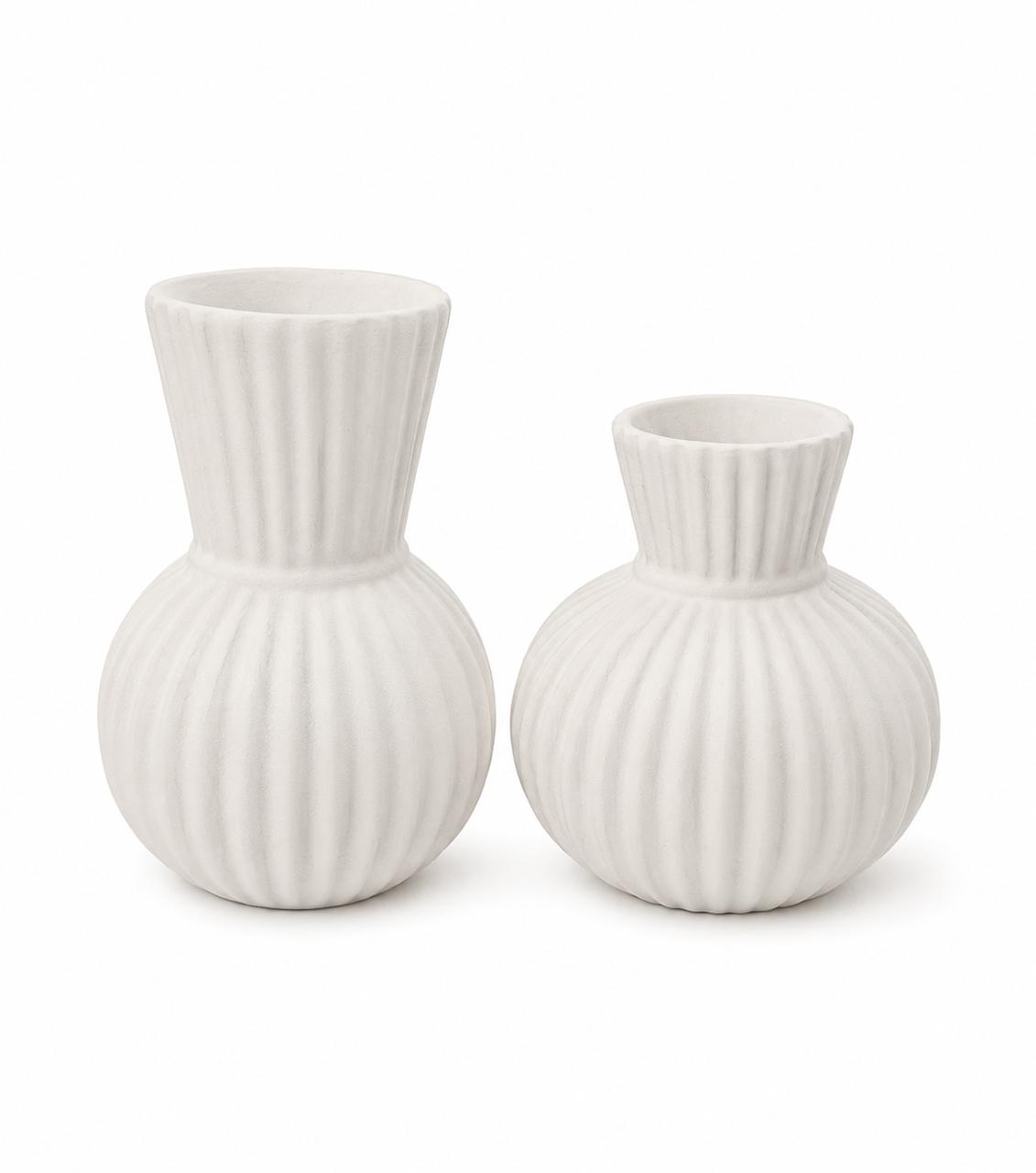 Decorative Ribbed Vase Set – Set of 2