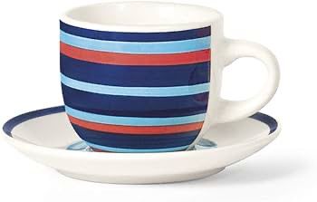 Striped Turkish Coffee Set – 6 Cups with Plates