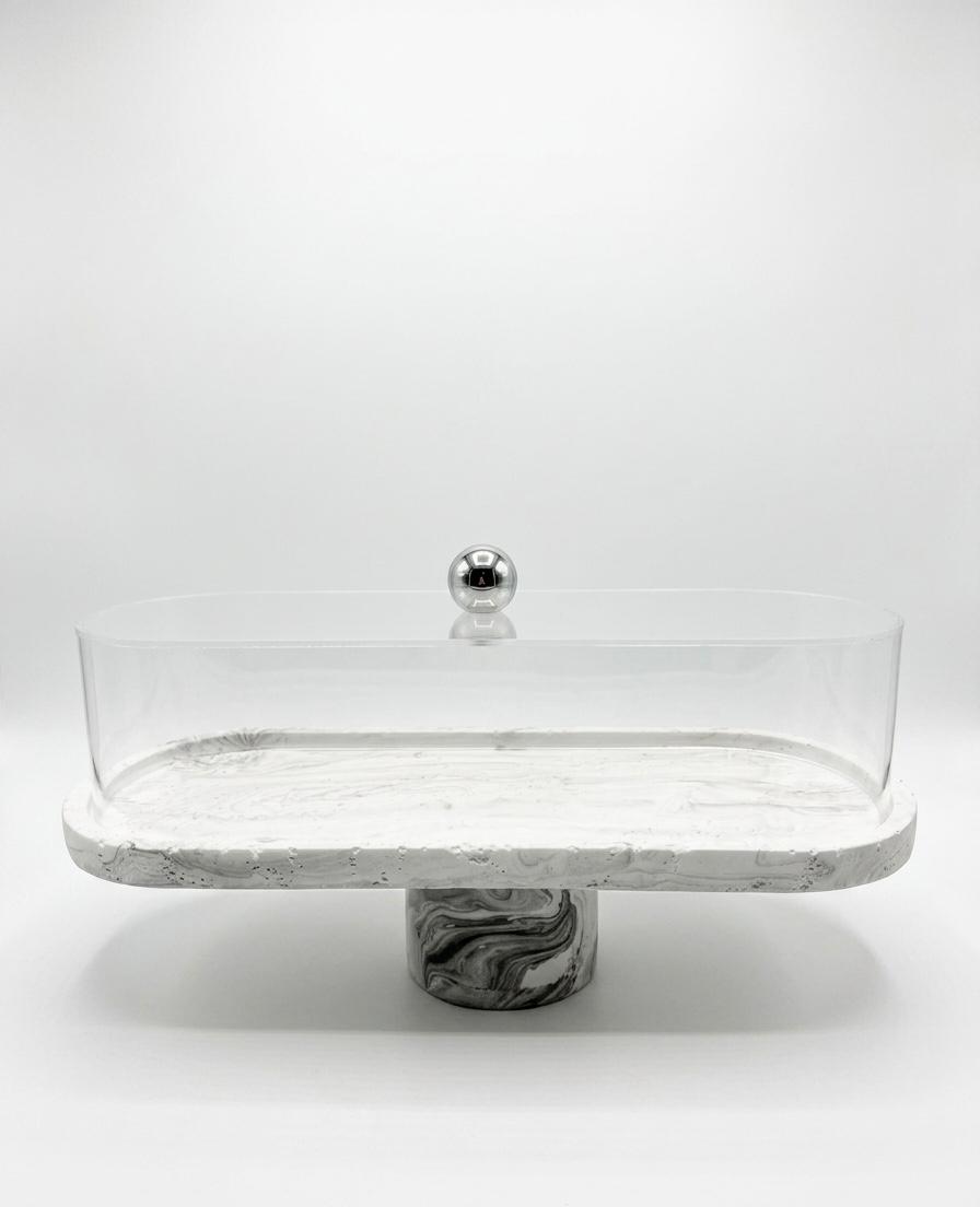 Marble Base Cake Stand with Lid