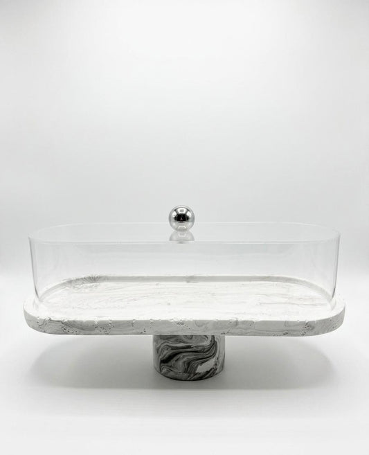 Marble Base Cake Stand with Lid