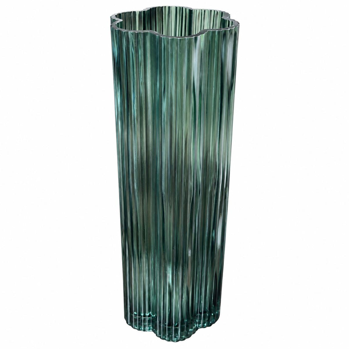 Emerald Ribbed Glass Vase