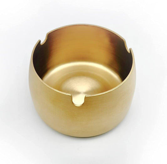 Matte Gold Stainless Steel Ashtray – Luxe Round Design