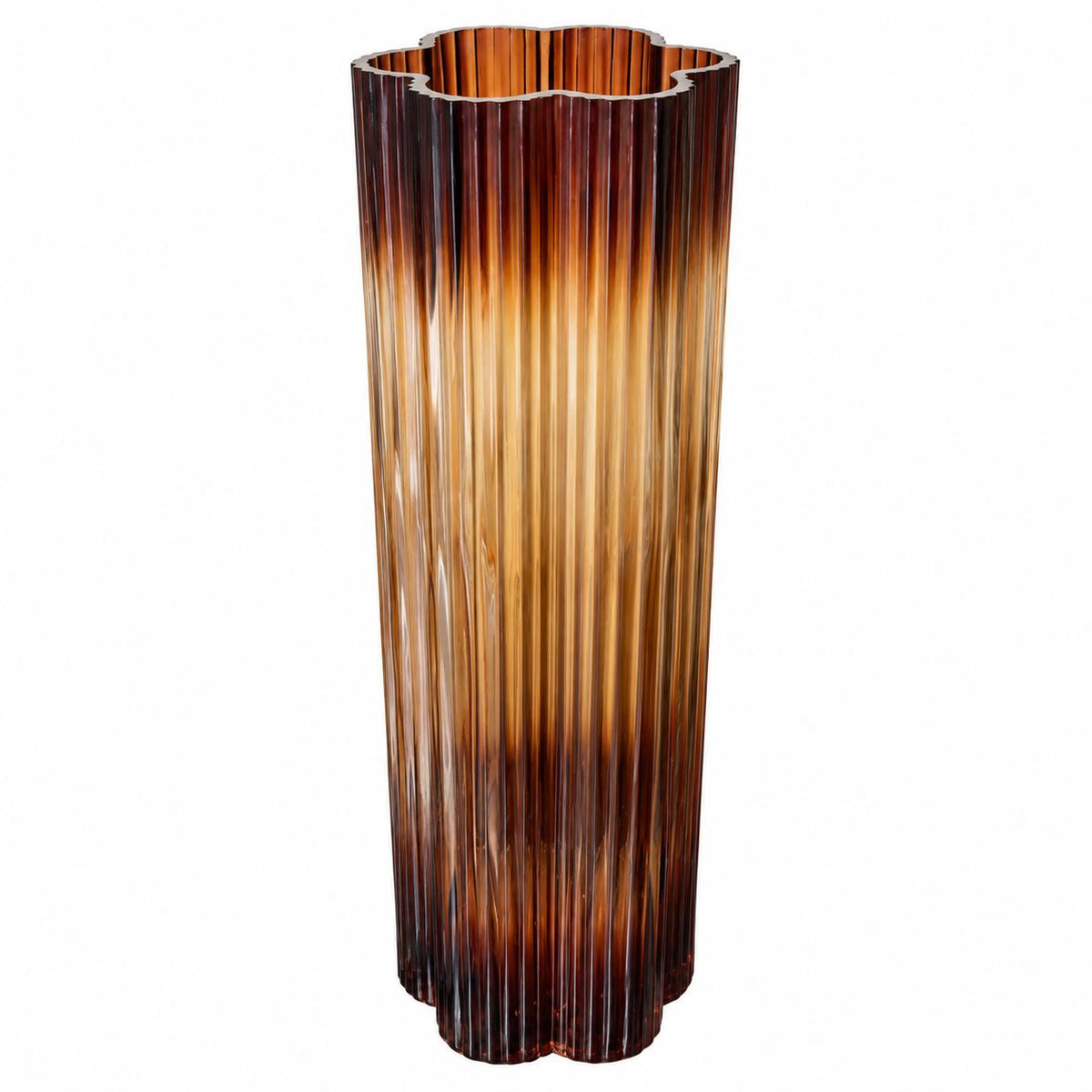 Emerald Ribbed Glass Vase