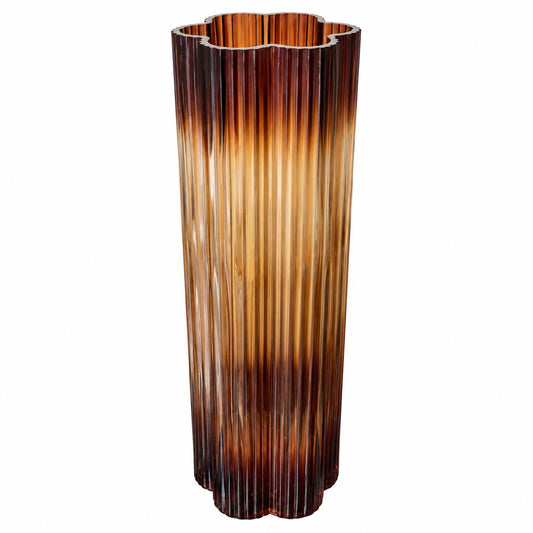 Emerald Ribbed Glass Vase
