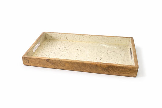 Wood & Speckled Resin Serving Tray with Handles