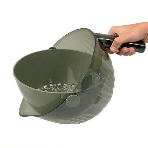2-in-1 Olive Green Strainer Bowl with Handle