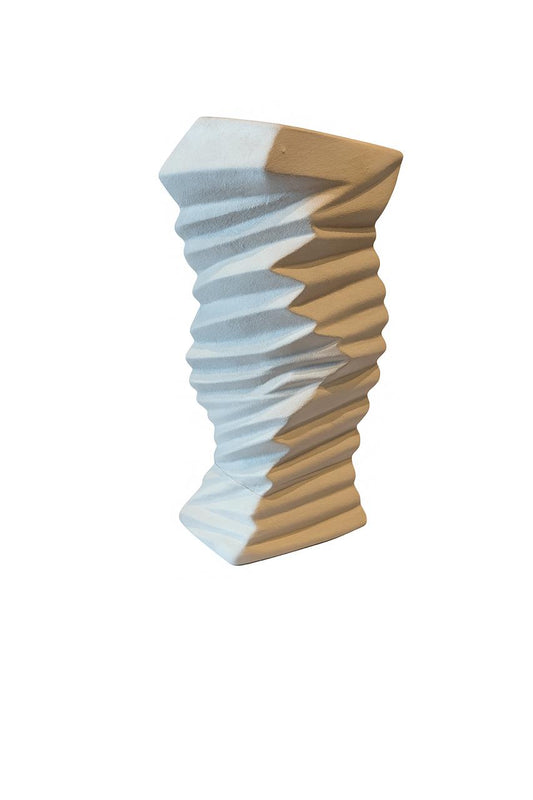 Modern Geometric Vase – Beige & White