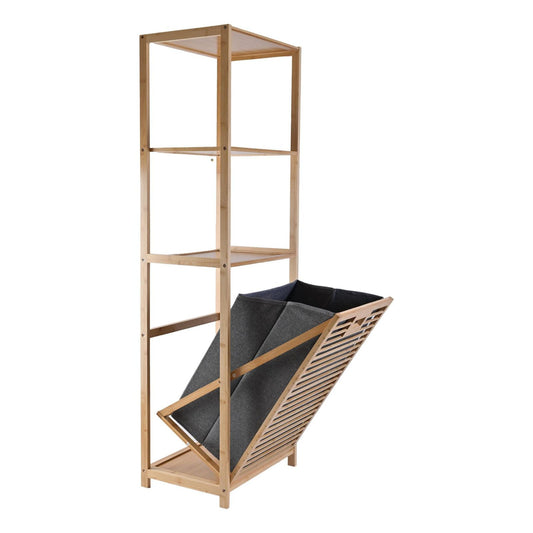 Bamboo Laundry Shelf with Tilt-Out Hamper