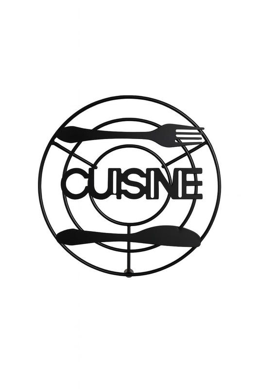 Black Metal "Cuisine" Sous Plat – Fork & Knife Design
