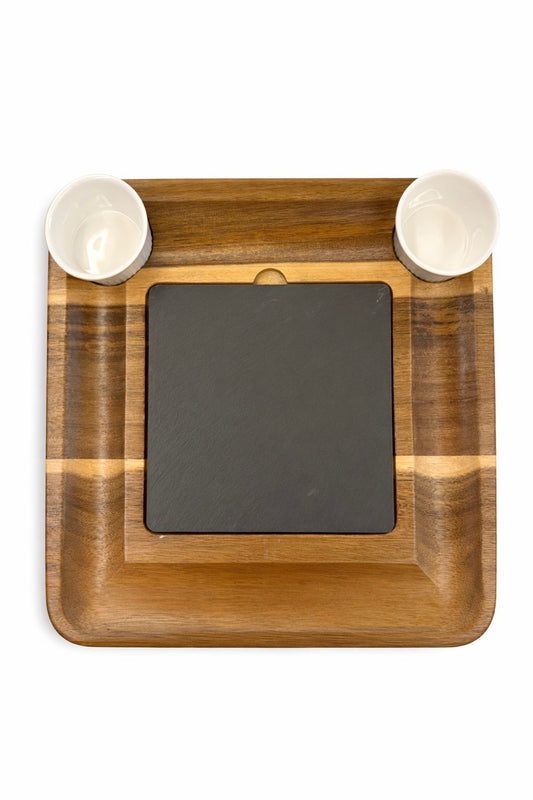 Expandable Cheese & Charcuterie Board with Stone Center & Serving Tools