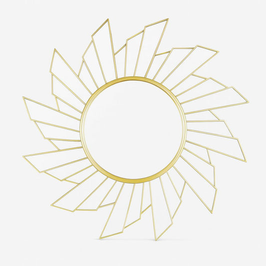 Golden Sunburst Round Mirror
