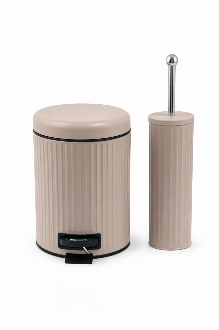 Bathroom Bin & Toilet Brush Set – Ribbed Design