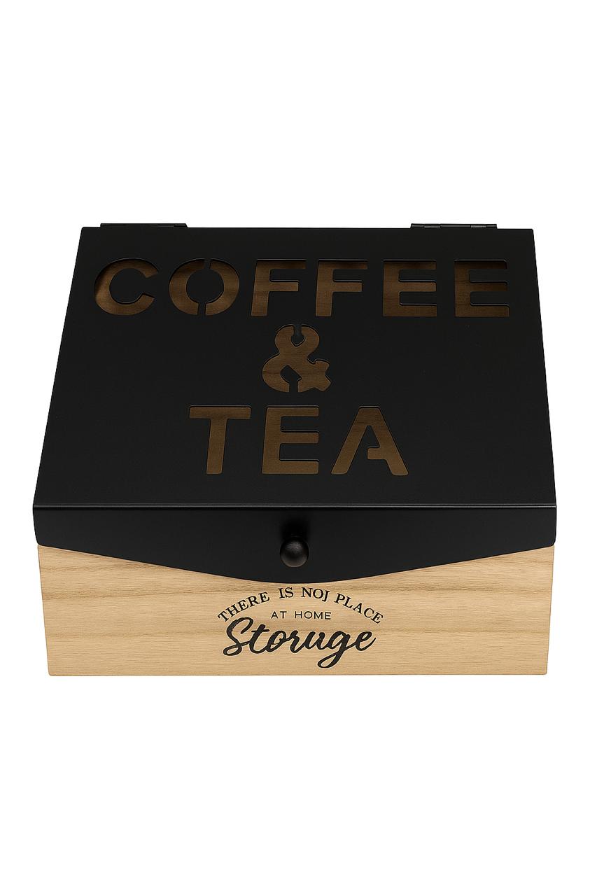 Modern Coffee & Tea Storage Box – Black & Wood Finish