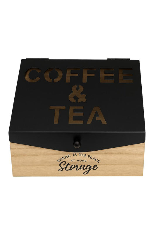 Modern Coffee & Tea Storage Box – Black & Wood Finish
