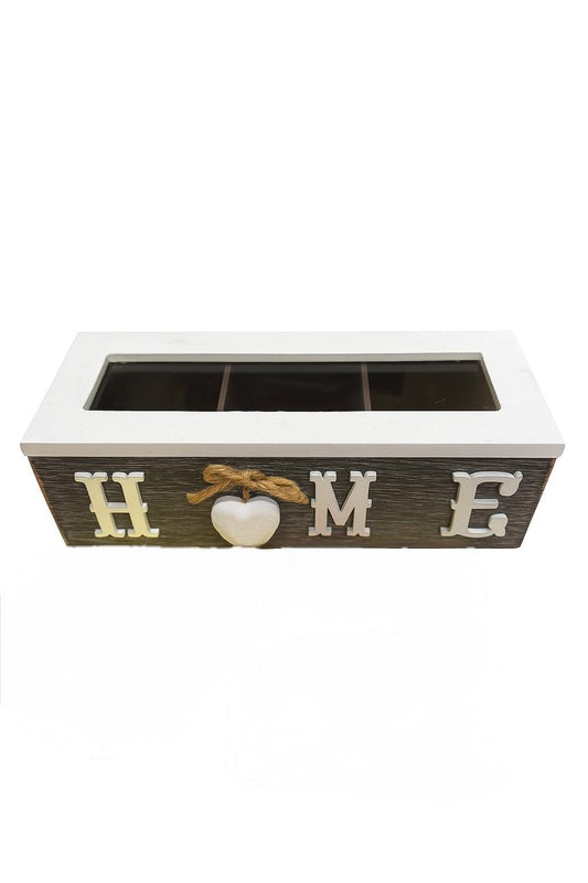Rustic “HOME” Tea Box with Heart Accent