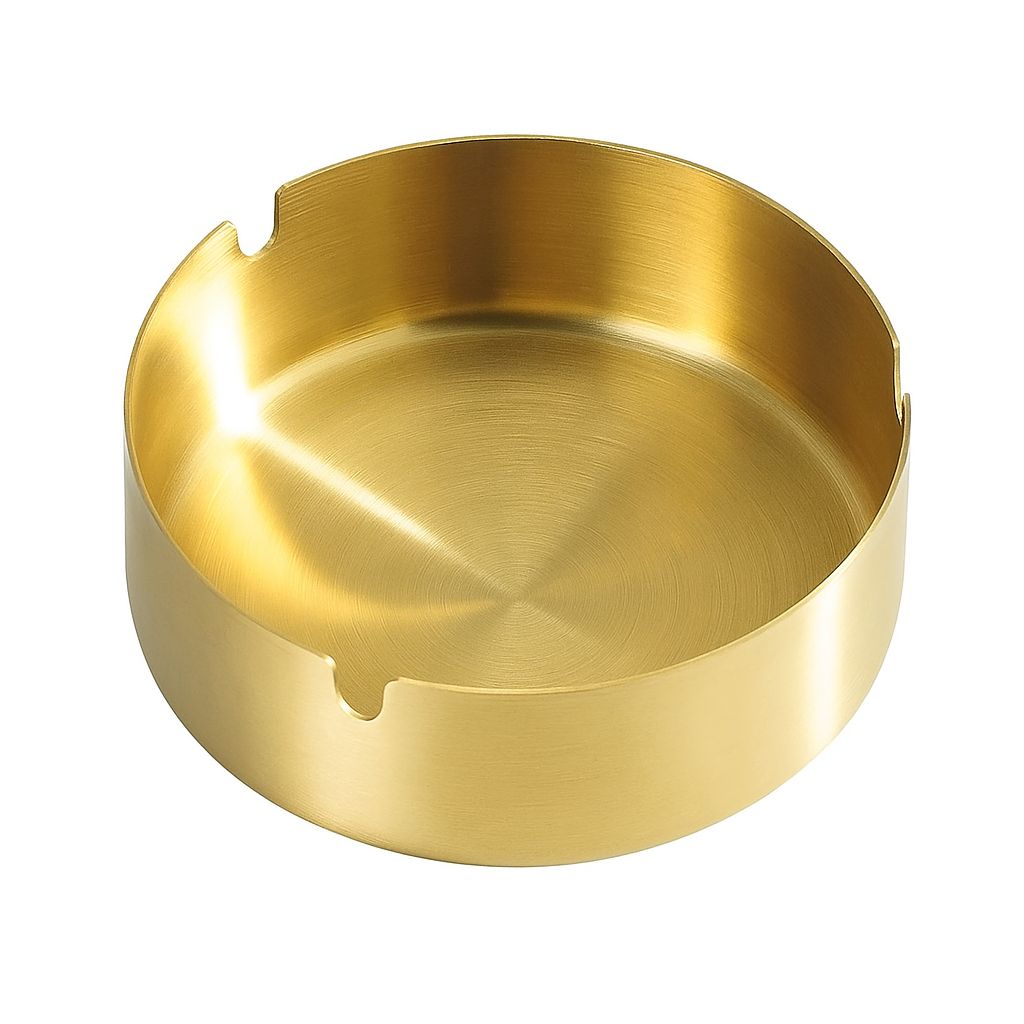 Brushed Gold Stainless Steel Ashtray – Modern Luxury for Indoors & Outdoors