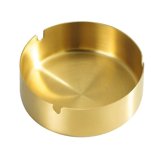 Brushed Gold Stainless Steel Ashtray – Modern Luxury for Indoors & Outdoors