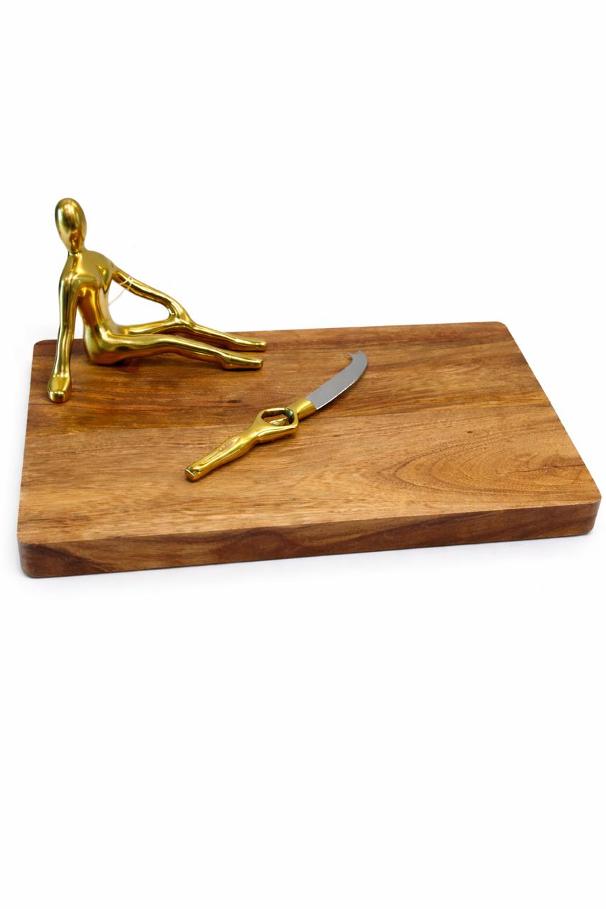 Artistic Cheese Board with Sculptural Knife