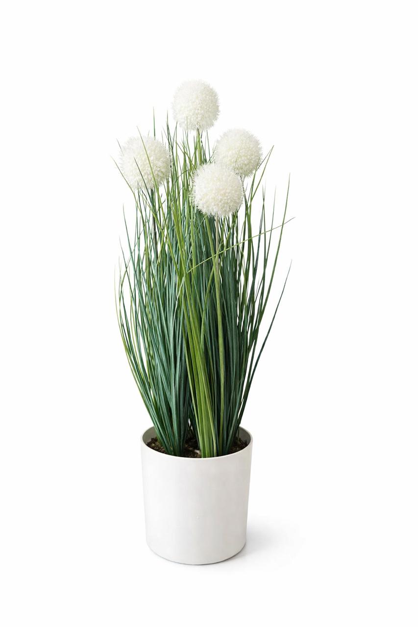 Artificial White Allium Plant in Decorative Pot
