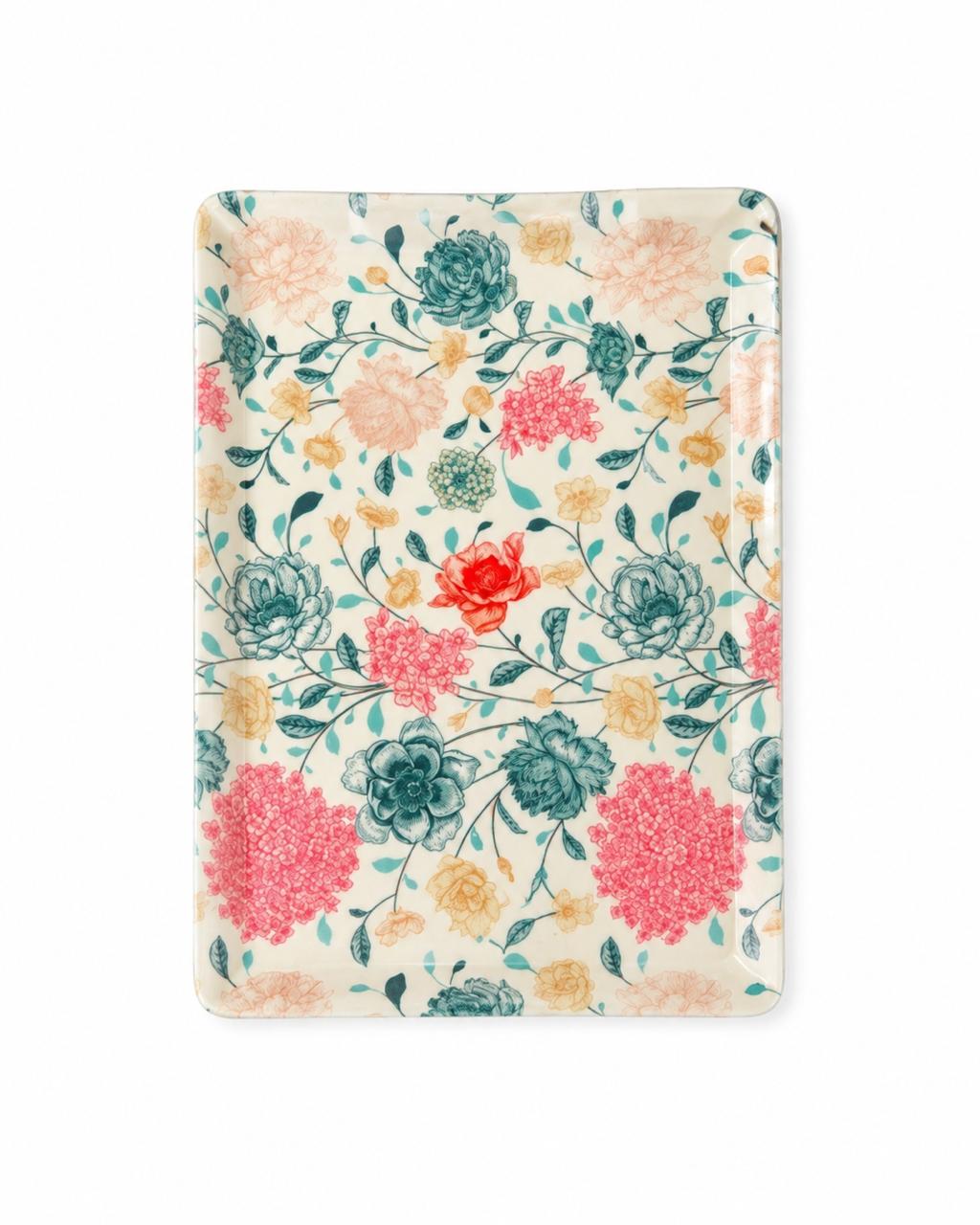 Floral Rectangular Serving Tray