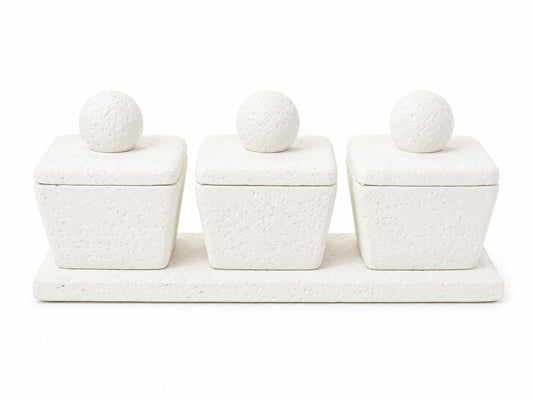 3-Piece Condiment Jar Set with Tray