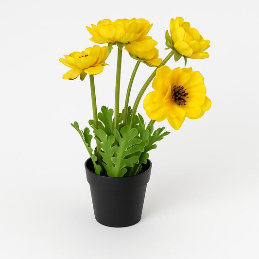 Artificial Yellow Flower in Black Pot