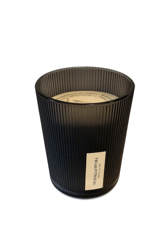 Black Ribbed Glass Scented Candle
