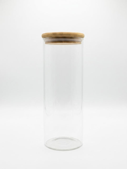Tall Glass Storage Jar with Bamboo Lid
