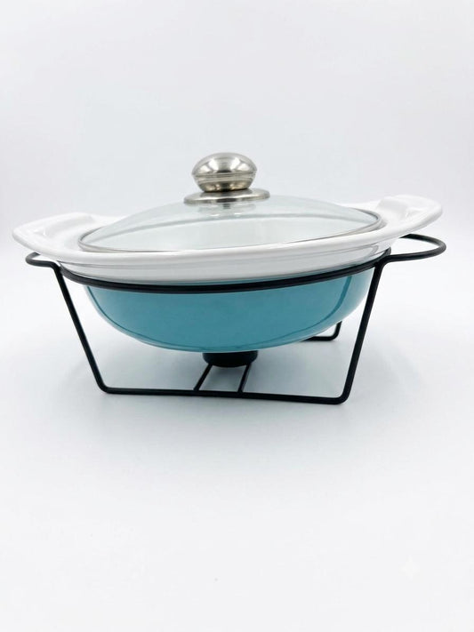 Round Ceramic Chafing Dish with Glass Lid