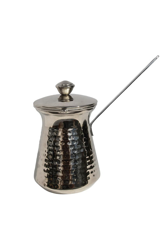 Hammered Stainless Steel Coffee Pot with Lid and Long Handle