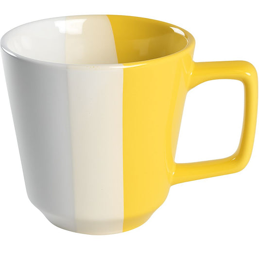 Striped Yellow & White Porcelain Mug