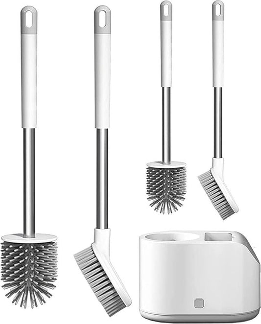 Multi-Head Toilet Brush Set with Holder – Modern & Hygienic