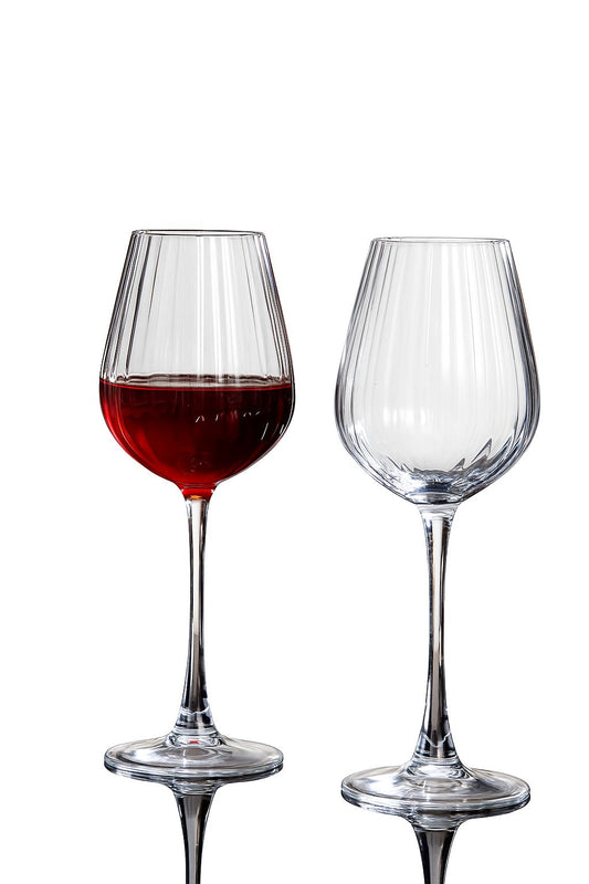 Ribbed Red Wine Glasses – Set of 6 Pieces