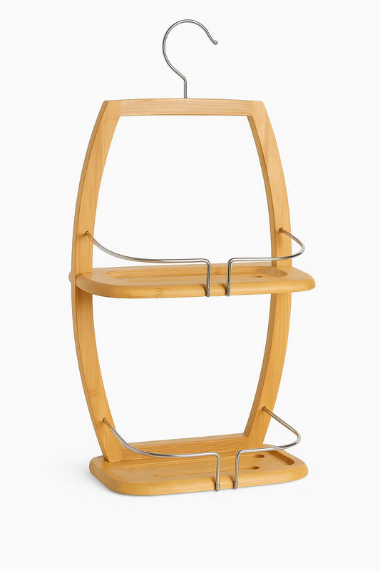 Hanging Bamboo Shower Caddy with 2 Shelves