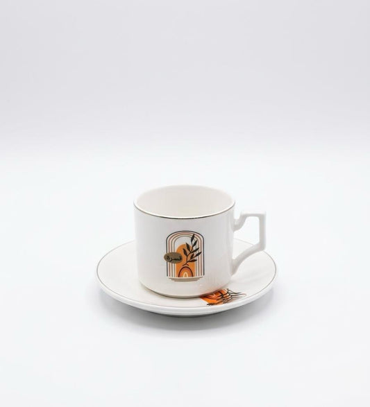 Modern Pattern Coffee Cup & Saucer Set – Set of 6