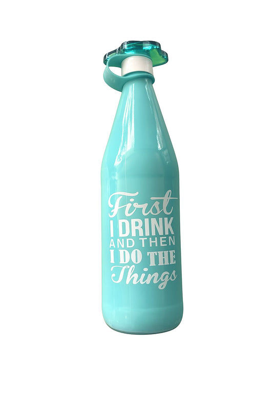 Turquoise Glass Bottle with Quote