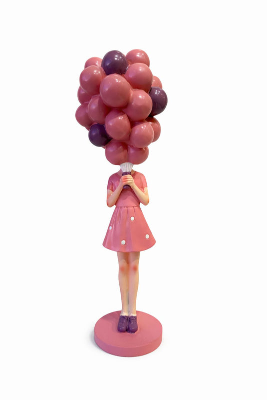 Whimsical Girl with Balloon Bouquet Sculpture