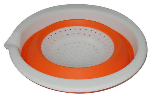 Round Silicone Folding Strainer – Orange & White