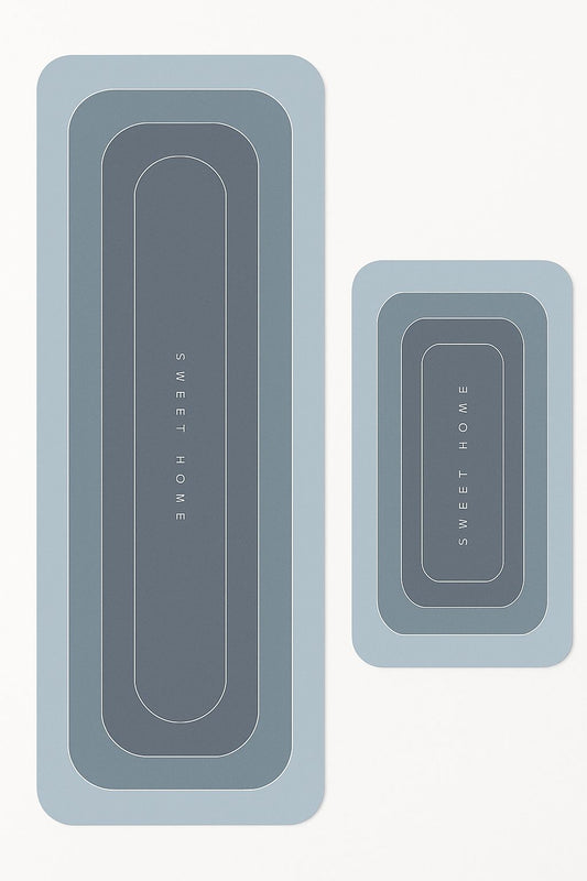 Sweet Home Blue Gradient Kitchen Mat Set – 2 Pieces