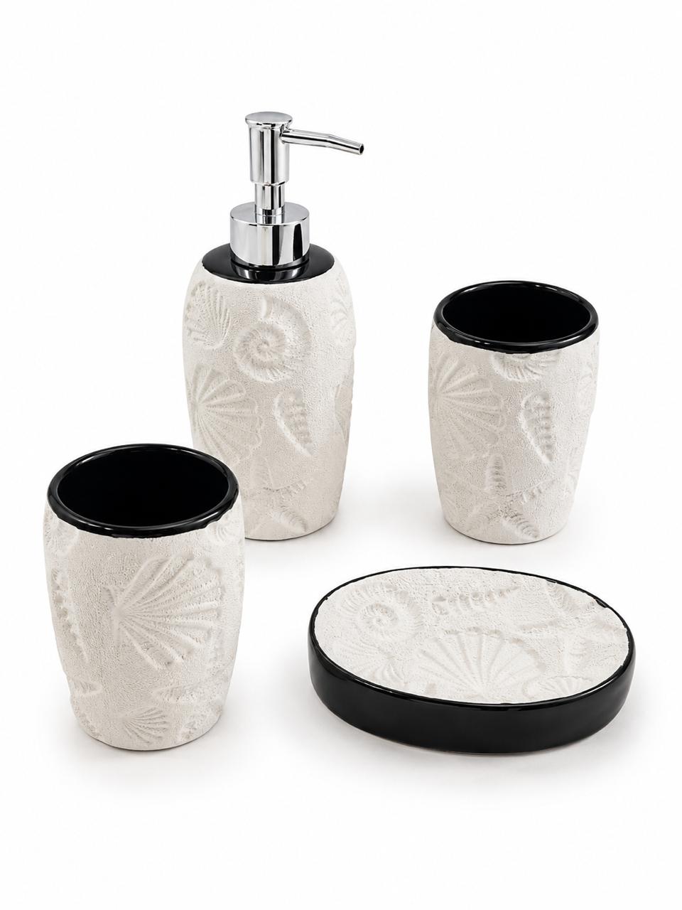 Coastal Seashell Bathroom Accessory Set