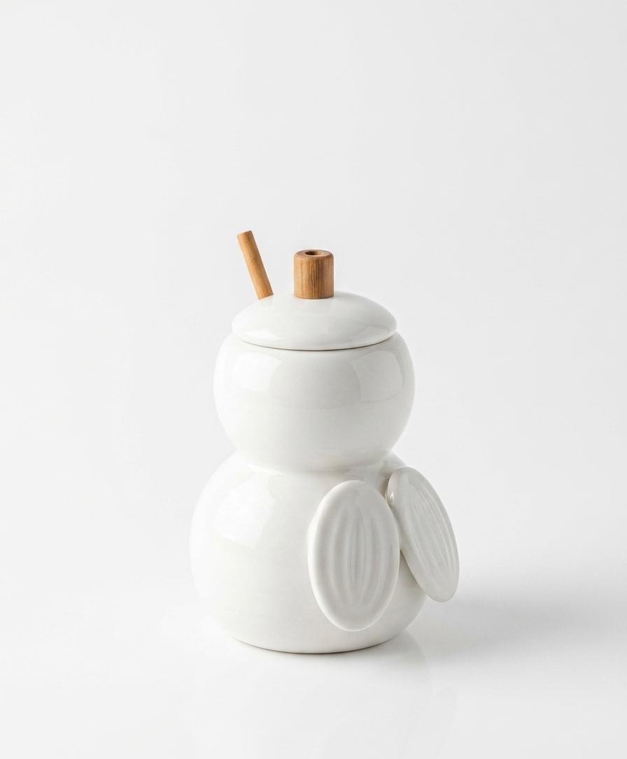 Ceramic Honey Pot with Wooden Dipper