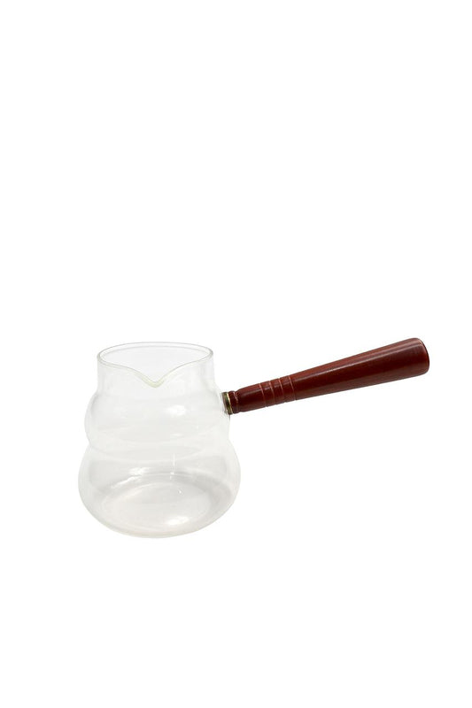 Clear Glass Turkish Coffee Pot with Wooden Handle