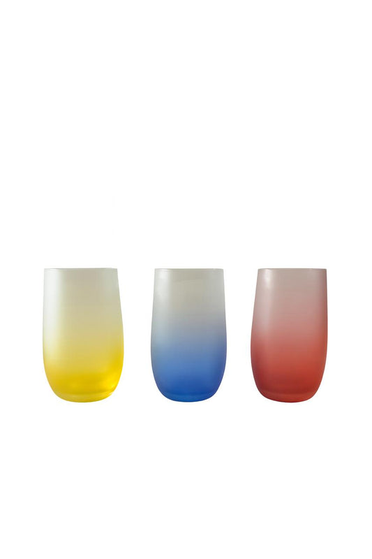 Set of 6 Tall Gradient Glasses – Yellow, Blue & Red